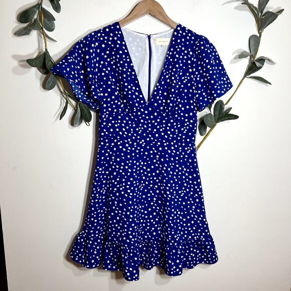 Melloday Blue Polka Dot Mini Dress - Picture 1 of 4